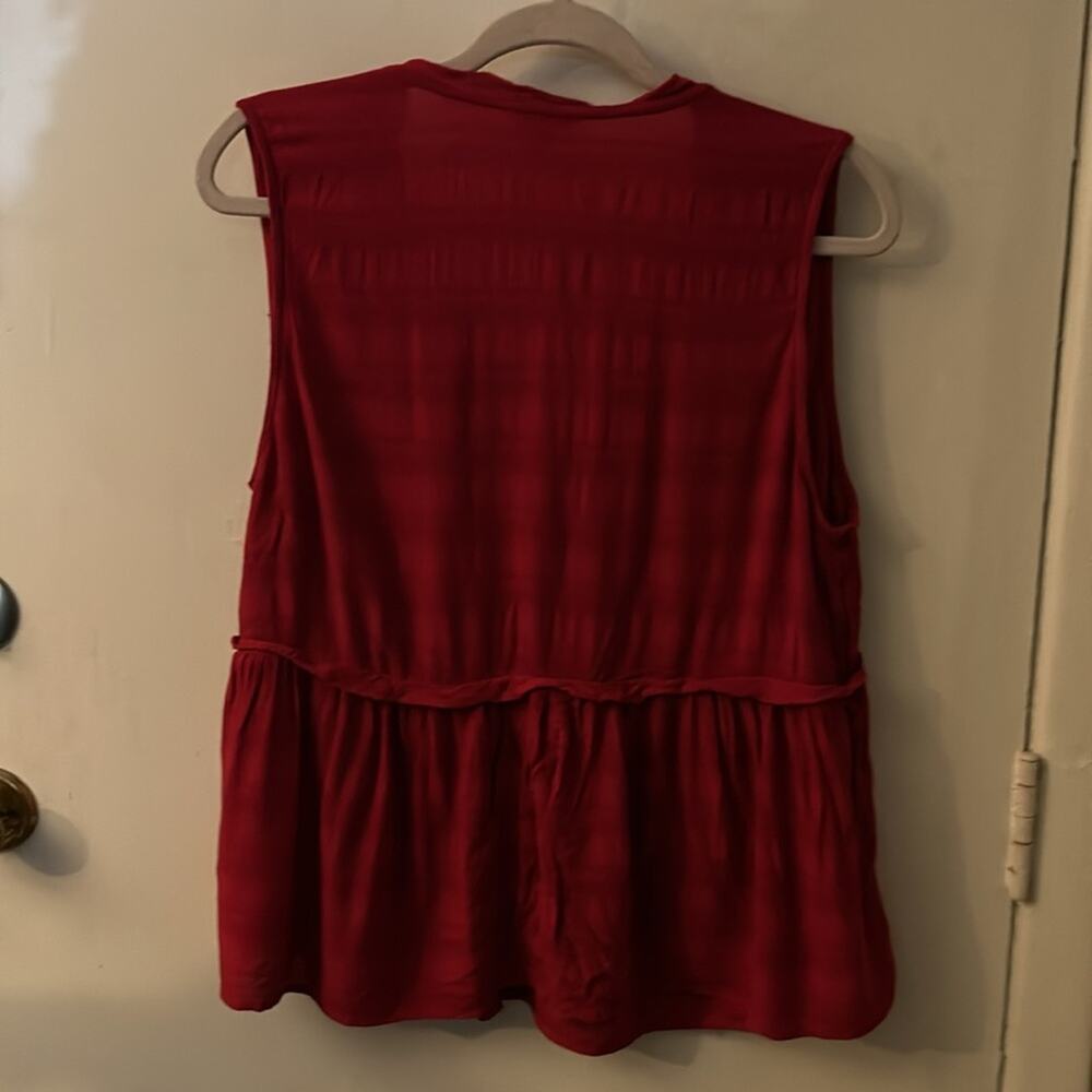 Lucky Brand Sleeveless Ruffle Top  XL V-Neck Boho Indie Bohemian Festival - Picture 4 of 9
